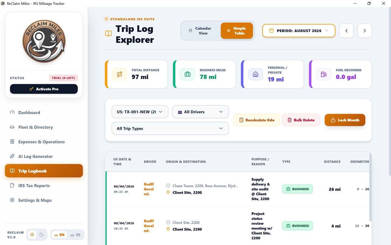 Trip Logbook